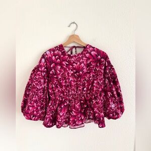 KIKA VARGAS x TARGET pink floral puff sleeve top / size M